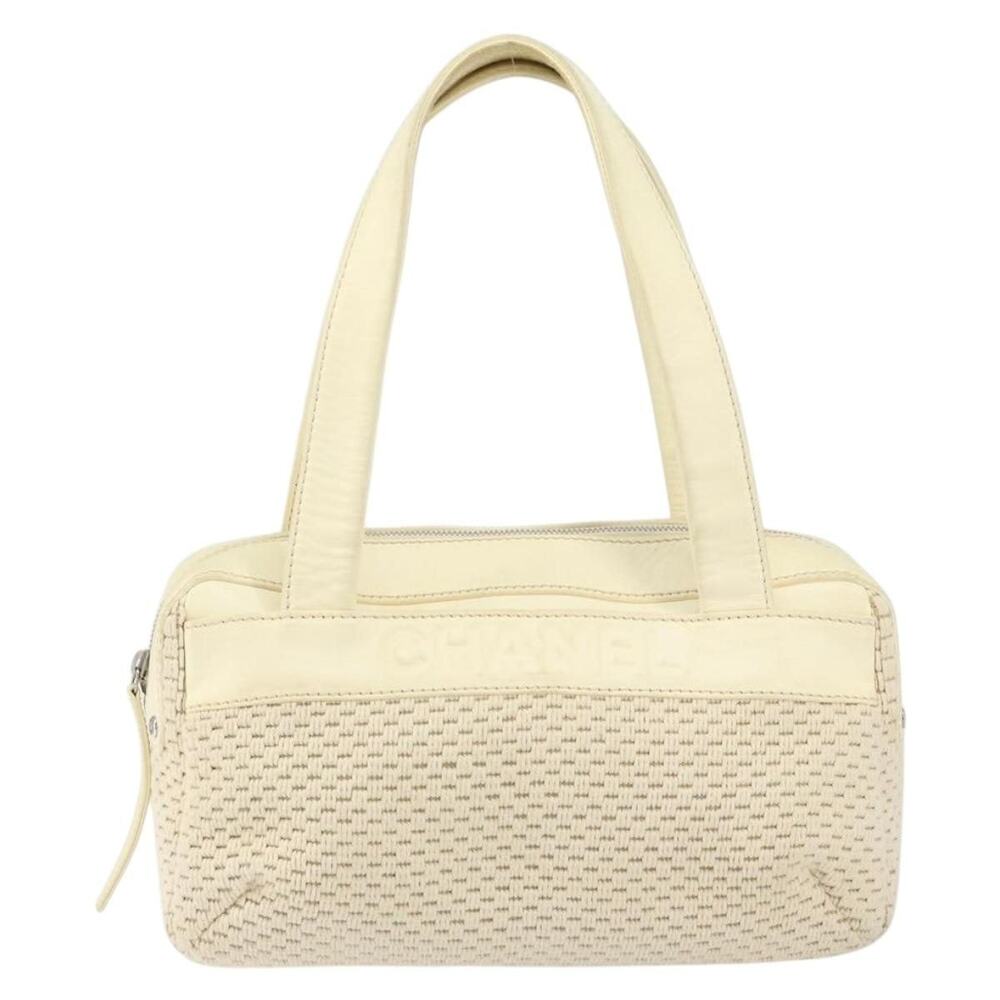 Chanel Canvas Leather Tote Bag White